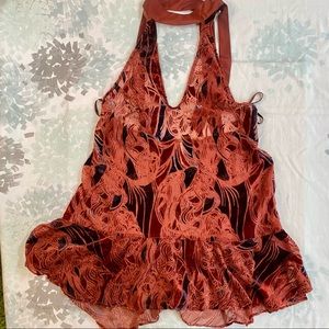 Free People Velvet Burnout Ruffle Tank